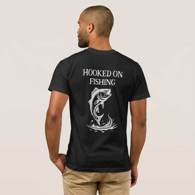 Hooked On Fishing Logo, Personalized Angling Club T-Shirt (Back Full)