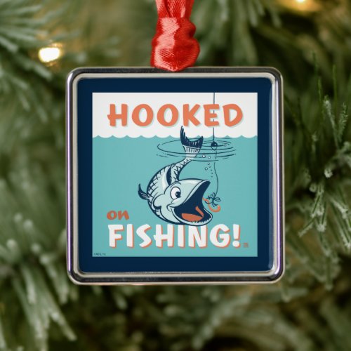 Hooked on Fishing Metal Ornament