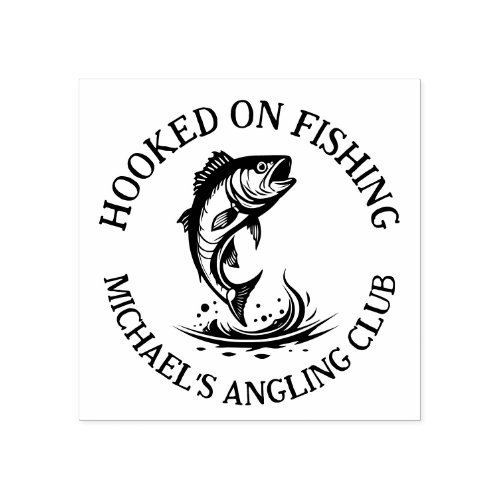 Hooked On Fishing Personalized Angler Rubber Stamp