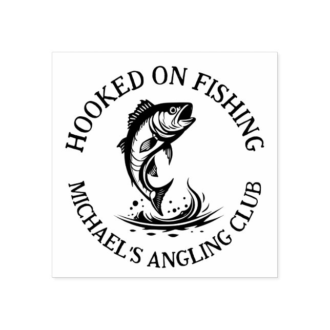Hooked On Fishing Personalized Angler Rubber Stamp (Imprint)