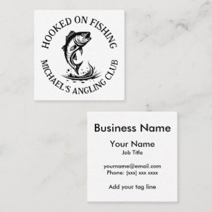 Hooked On Fishing Personalized Angler Square Business Card