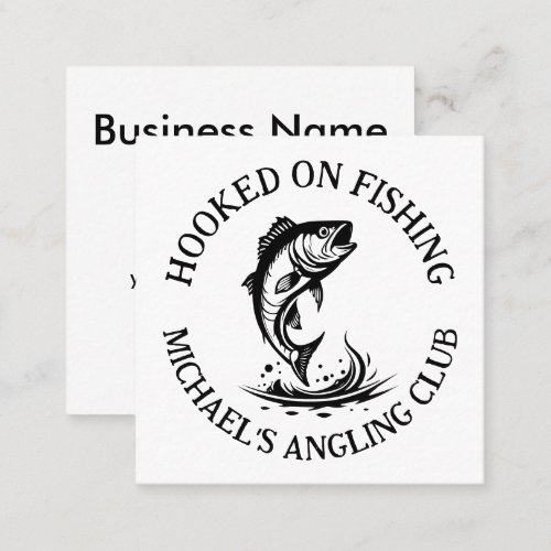 Hooked On Fishing Personalized Angler Square Business Card