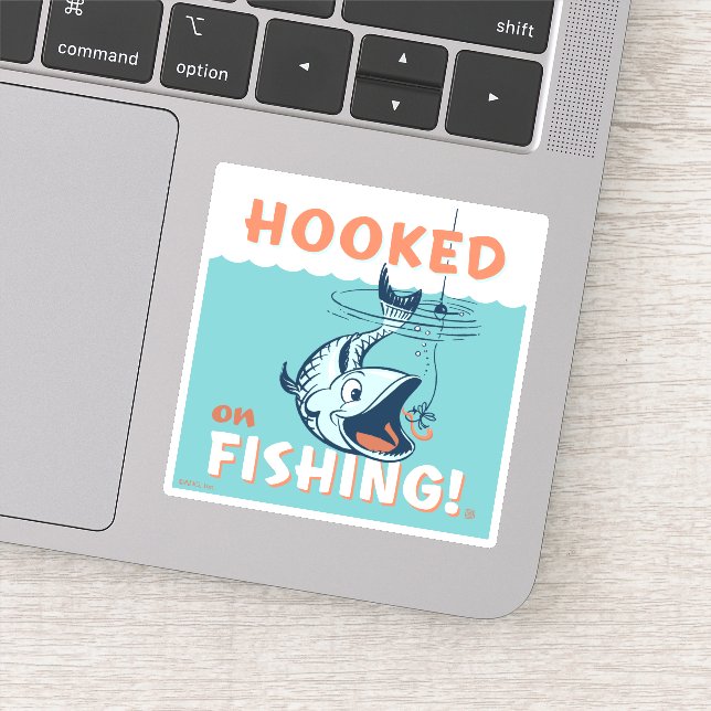 Hooked on Fishing Sticker (Detail)