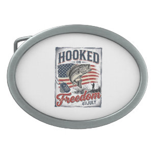 Hooked On Freedom 4th July Fishing Belt Buckle