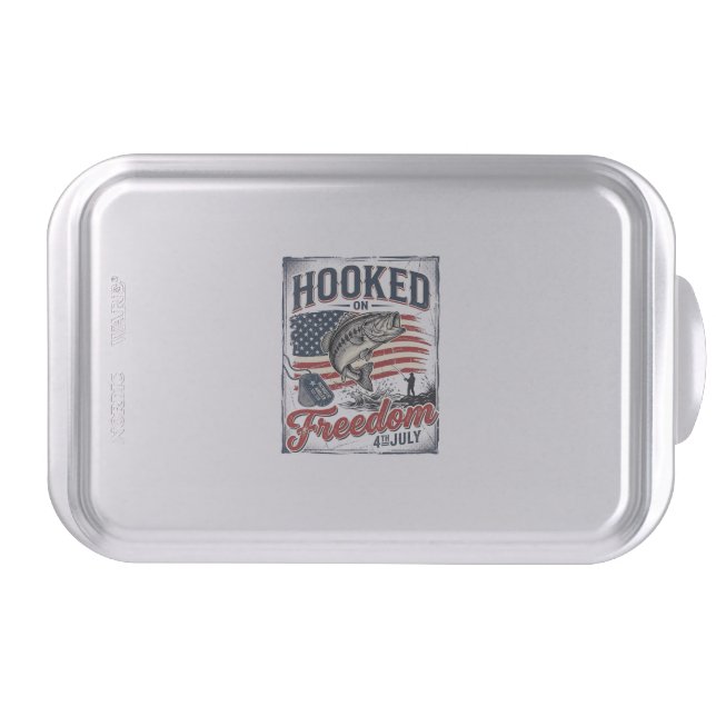 Hooked On Freedom 4th July Fishing Cake Pan (Front)