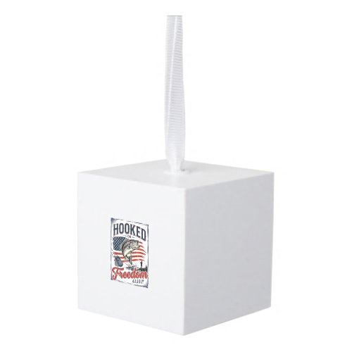 Hooked On Freedom 4th July Fishing Cube Ornament
