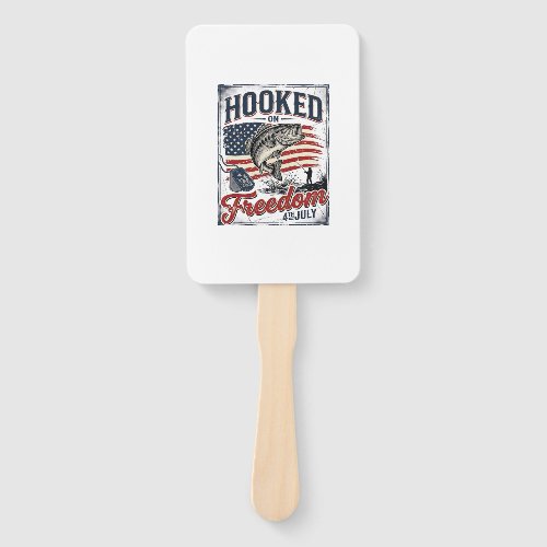 Hooked On Freedom 4th July Fishing Hand Fan