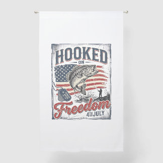 Hooked On Freedom 4th July Fishing Sheer Curtains