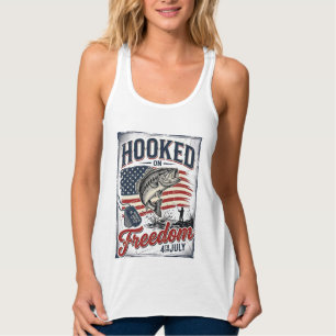 Hooked On Freedom 4th July Fishing Tank Top