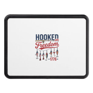 Hooked on Freedom Patriotic Fishing Shirt Design ( Hitch Cover