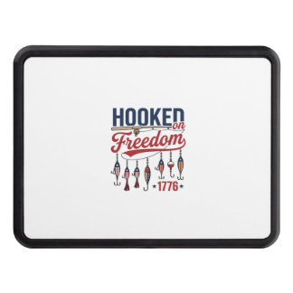 Hooked on Freedom Patriotic Fishing Shirt Design ( Hitch Cover
