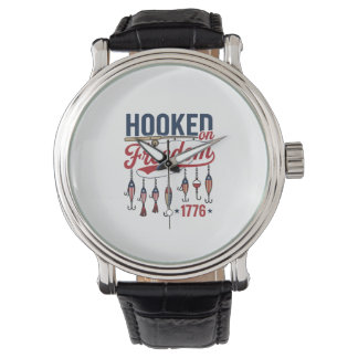 Hooked on Freedom Patriotic Fishing Shirt Design ( Watch