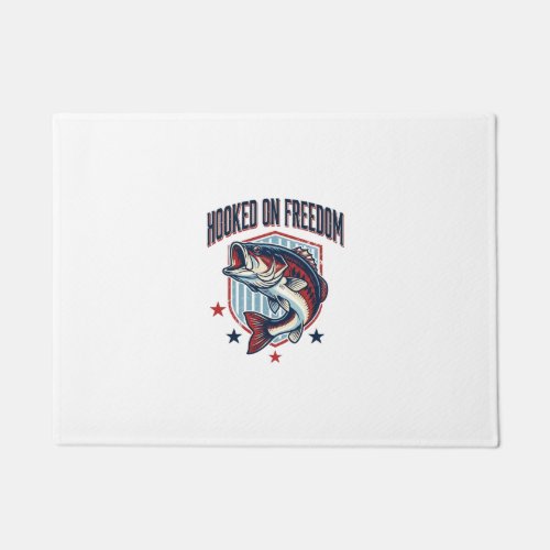 Hooked On Freedom Vintage Bass Fishing Shirt Desig Doormat