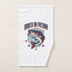 Hooked On Freedom Vintage Bass Fishing Shirt Desig Hand Towel