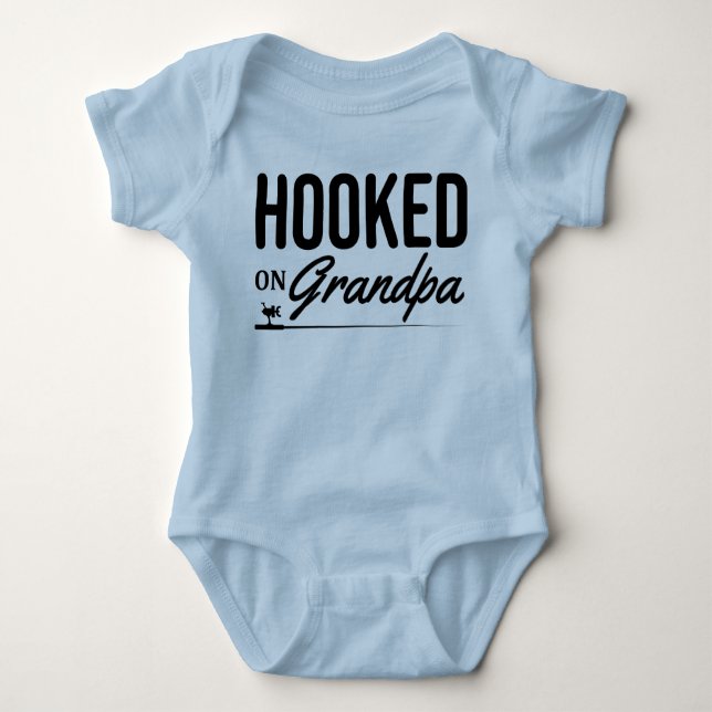 Hooked on Grandpa Baby Fishing Jersey Bodysuit (Front)