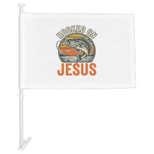 Hooked On Jesus Vintage Bass Fishing Faith Car Flag
