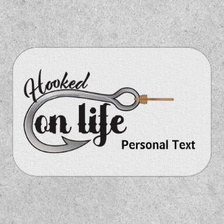 "Hooked On Life" hook illustration, personalize Patch