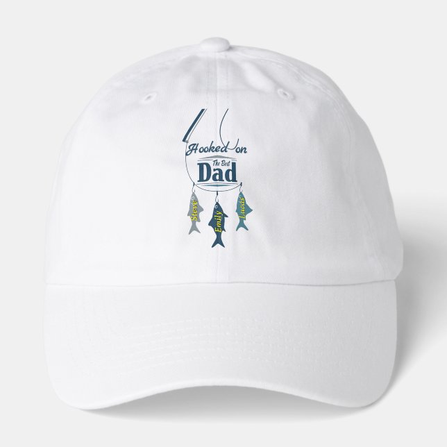 Hooked on the Best Dad | Personalized Fishing Fath Hat (Front)