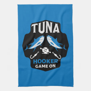 Hooked On Tuna Fishing Kitchen Towel