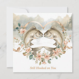Hooked on you fishing lovers Wedding  Watercolor Invitation
