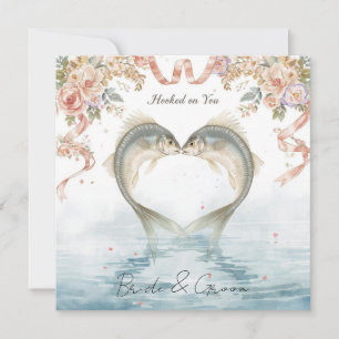 Hooked on you fishing lovers Wedding  Watercolor Invitation