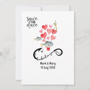 Hooked on you fishing lovers Wedding  Watercolor Invitation