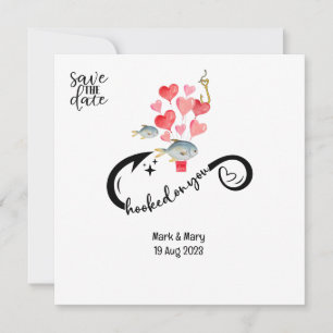 Hooked on you fishing lovers Wedding Watercolor Save The Date