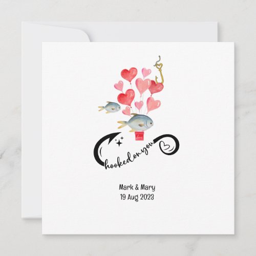 Hooked on you fishing lovers Wedding  Watercolor Save The Date