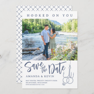 Hooked on You Fishing Picture Save The Date Card