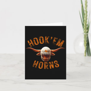 Hook'em Horns Football + Bull Head With Horns That Card