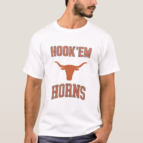 Hookem horns _ Texas Bull Head with Longhorns T_Shirt