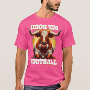 Hook'Em State Of Texas Football With Hair And Horn T-Shirt