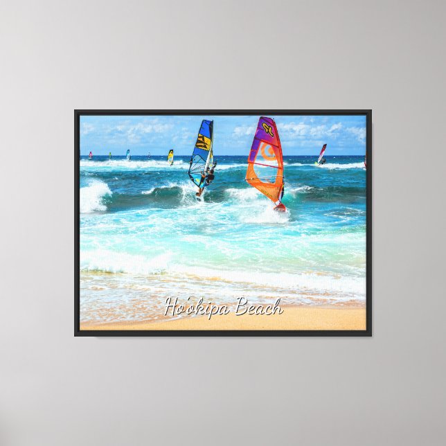 Ho'okipa Beach wind surfers Canvas Print (Front)