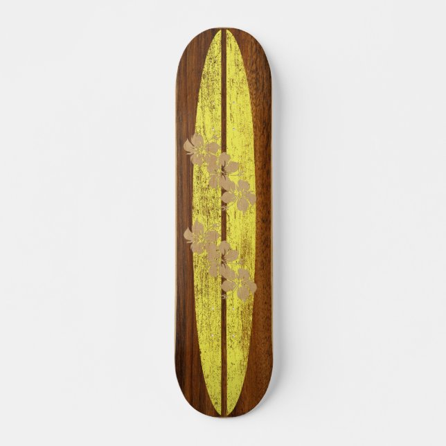 Hookipa Vintage Surf Faux Wood Skateboard (Front)