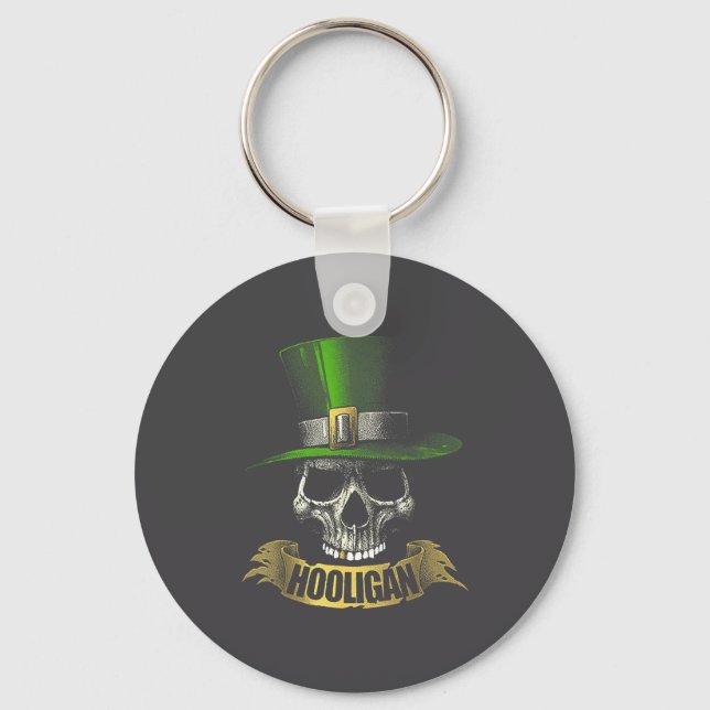 Hooligan Skull Funny Iri-shirt  Keychain (Front)