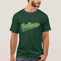 Hooligans Baseball Script Irish Shamrock Tricolour T-Shirt