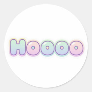 HOOOO Pastel Bubble Letter Cute Typography text Classic Round Sticker