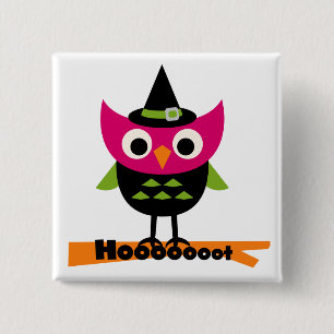 Hooooot Owl Halloween T-shirts and Gifts Button