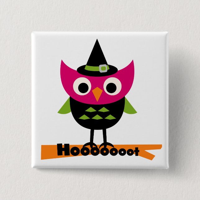 Hooooot Owl Halloween T-shirts and Gifts Button (Front)