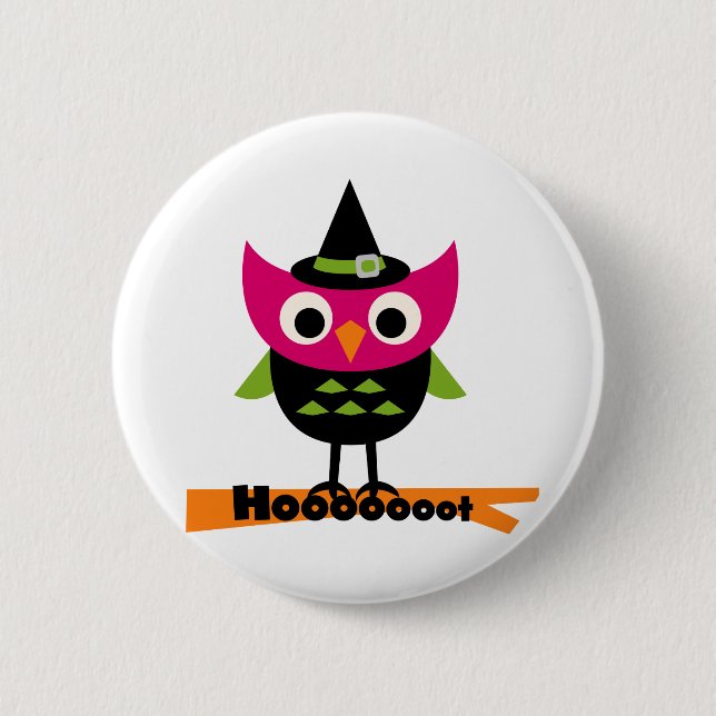 Hooooot Owl Halloween T-shirts and Gifts Pinback Button (Front)
