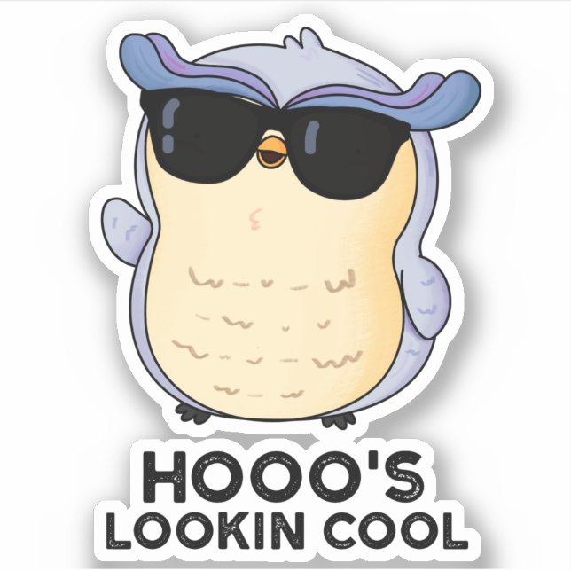 Hooo's Lookin Cool Funny Owl Pun  Sticker (Front)
