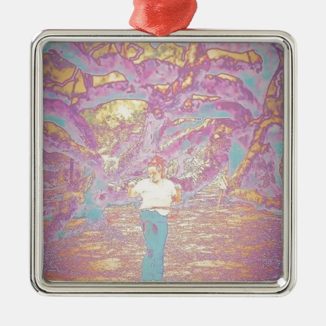 Hoop Girl in Technicolor Metal Ornament (Front)