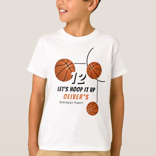 Hoop it up Basketball Ball Sports Kids Birthday T_Shirt