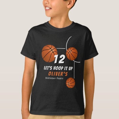 Hoop it up Basketball Ball Sports Kids Birthday T_Shirt