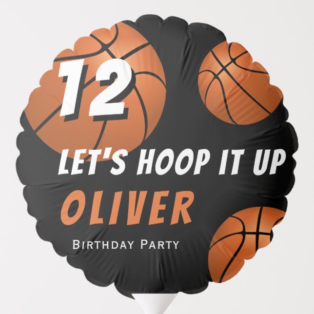 Hoop it up Basketball Sports Kids Birthday Balloon (Back)