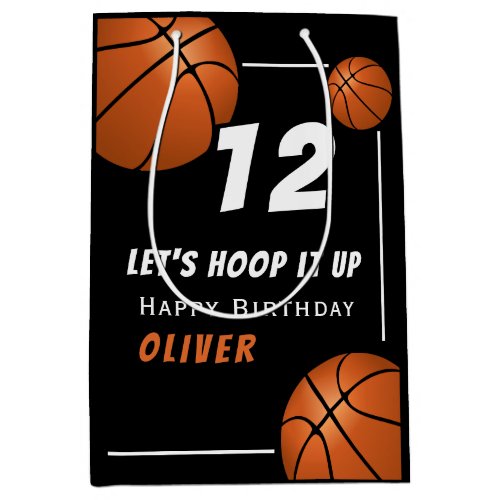 Hoop it up Basketball Sports Kids Birthday Medium Gift Bag