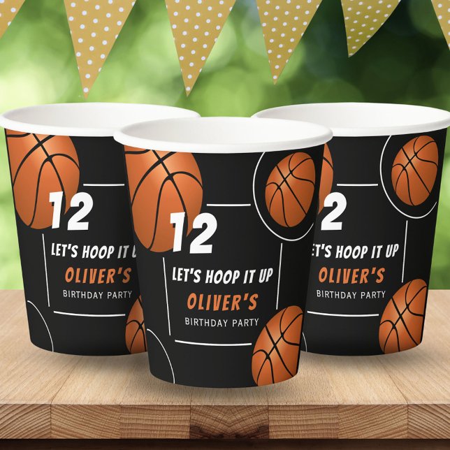 Hoop it up Basketball Sports Kids Birthday Paper Cups (Creator Uploaded)