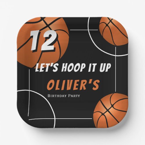 Hoop it up Basketball Sports Kids Birthday Paper Plates