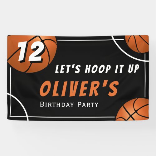 Hoop it up Basketball Sports Kids Birthday Party Banner