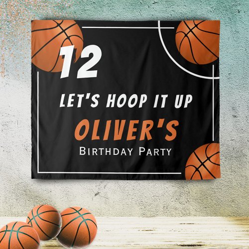 Hoop it up Basketball Sports Kids Birthday Party Tapestry